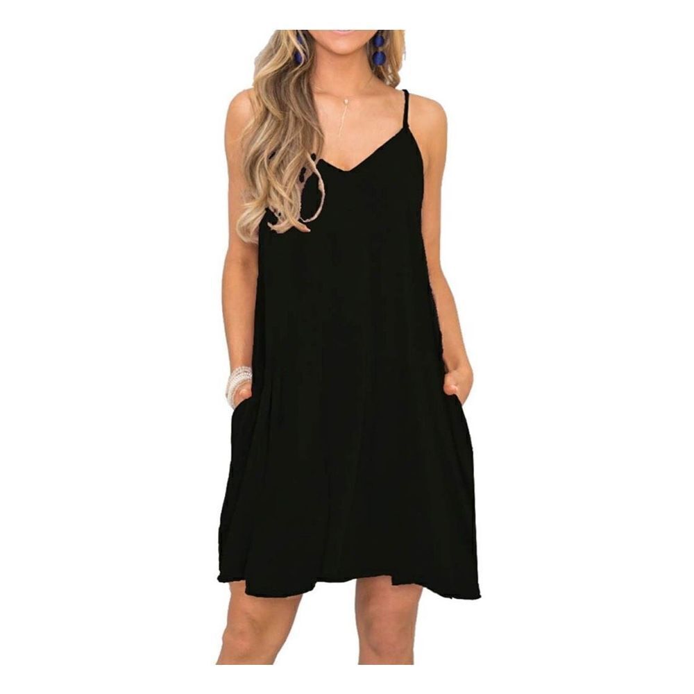 NWT Womens Misfay Plus Size Black Sleeveless Tank Dress w Pockets - Sz 2X